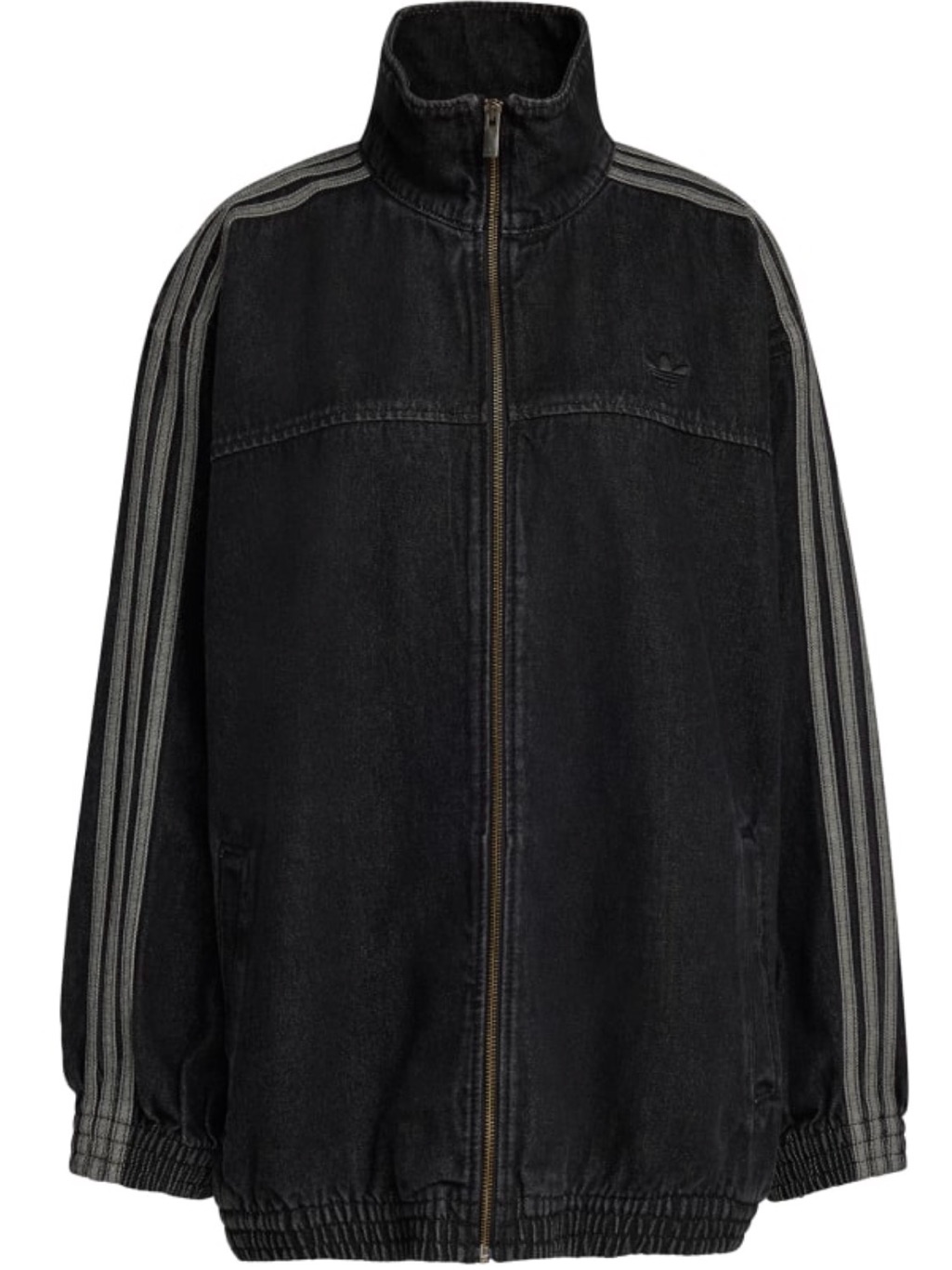 Adidas Womens Firebird Adilenium Track Top Denim Jacket Black Wash Size Large